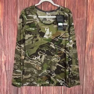 Under Armour Womens Camo Print Long Sleeve Shirt Green Size Large L NWT